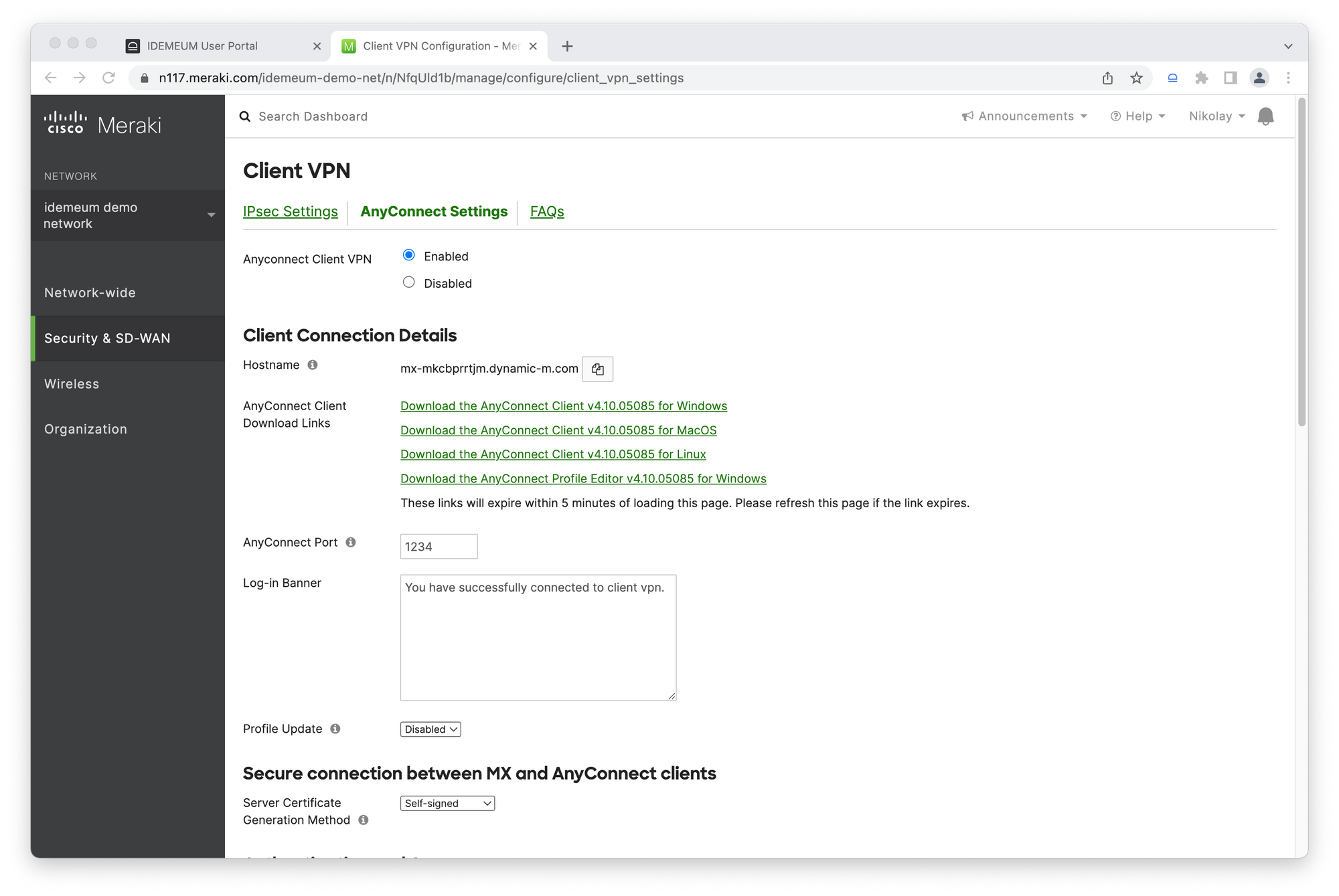 Meraki AnyConnect VPN