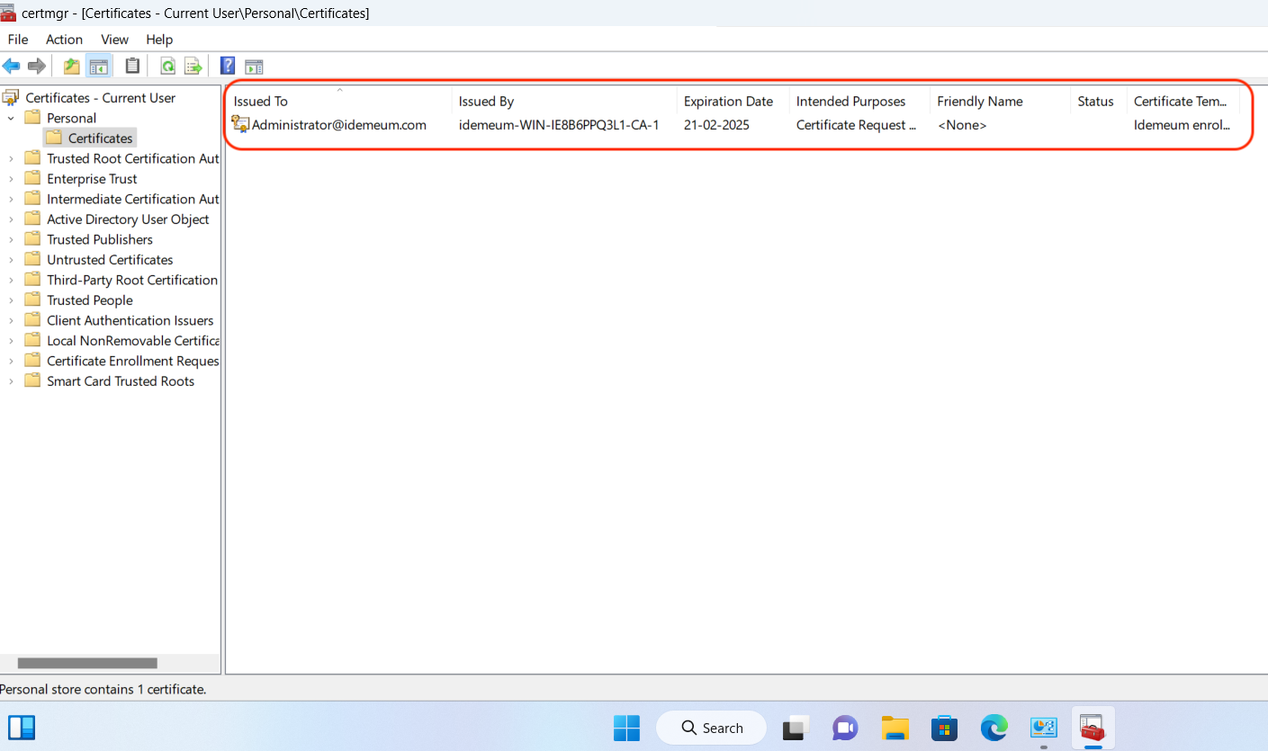Windows Desktop MFA - Validate AD CS configuration