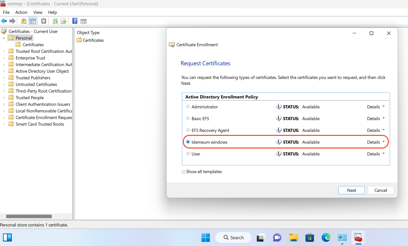 Windows Desktop MFA - Validate AD CS configuration